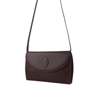 Cartier Logo Embossed Shoulder bag Bordeaux Vintage ezui2a