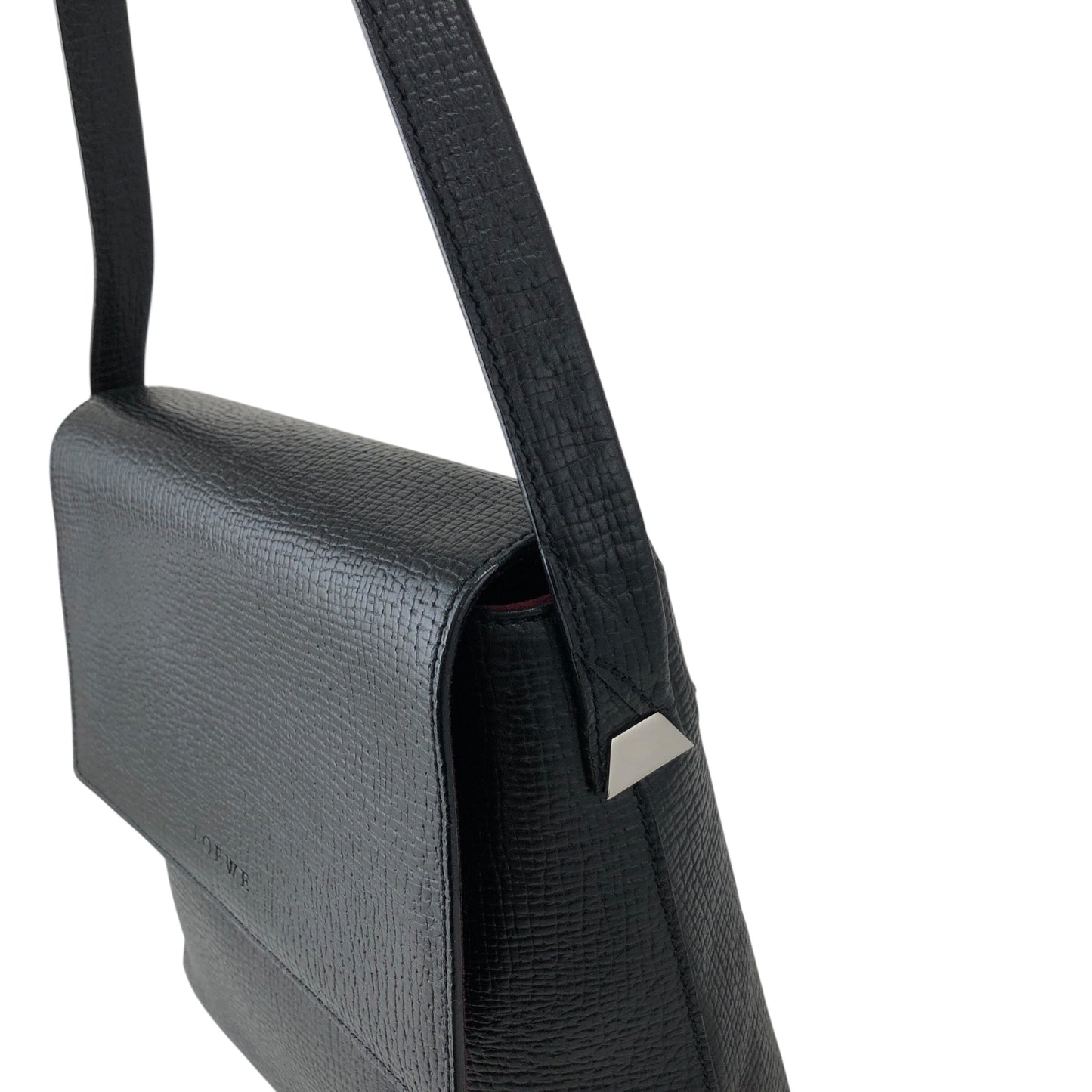 LOEWE Logo Embossed Handbag Shoulder bag Black Vintage rpd54b