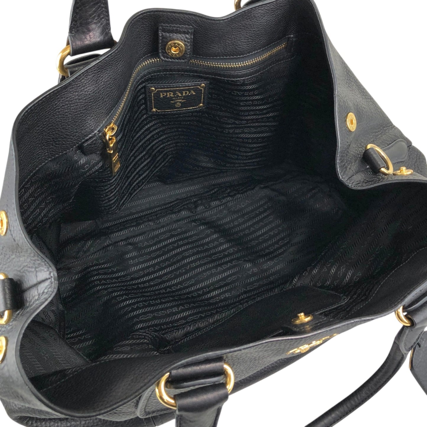 PRADA Logo Two-way Handbag Shoulder bag Black Vintage 5umuja