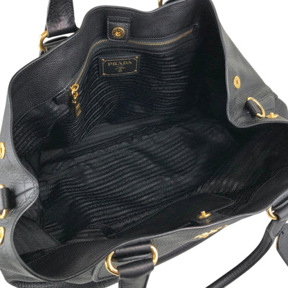 PRADA Logo Two-way Handbag Shoulder bag Black Vintage 5umuja