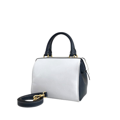 CELINE Two-way Small Boston bag Shoulder bag White×Navy Vintage gbtb54