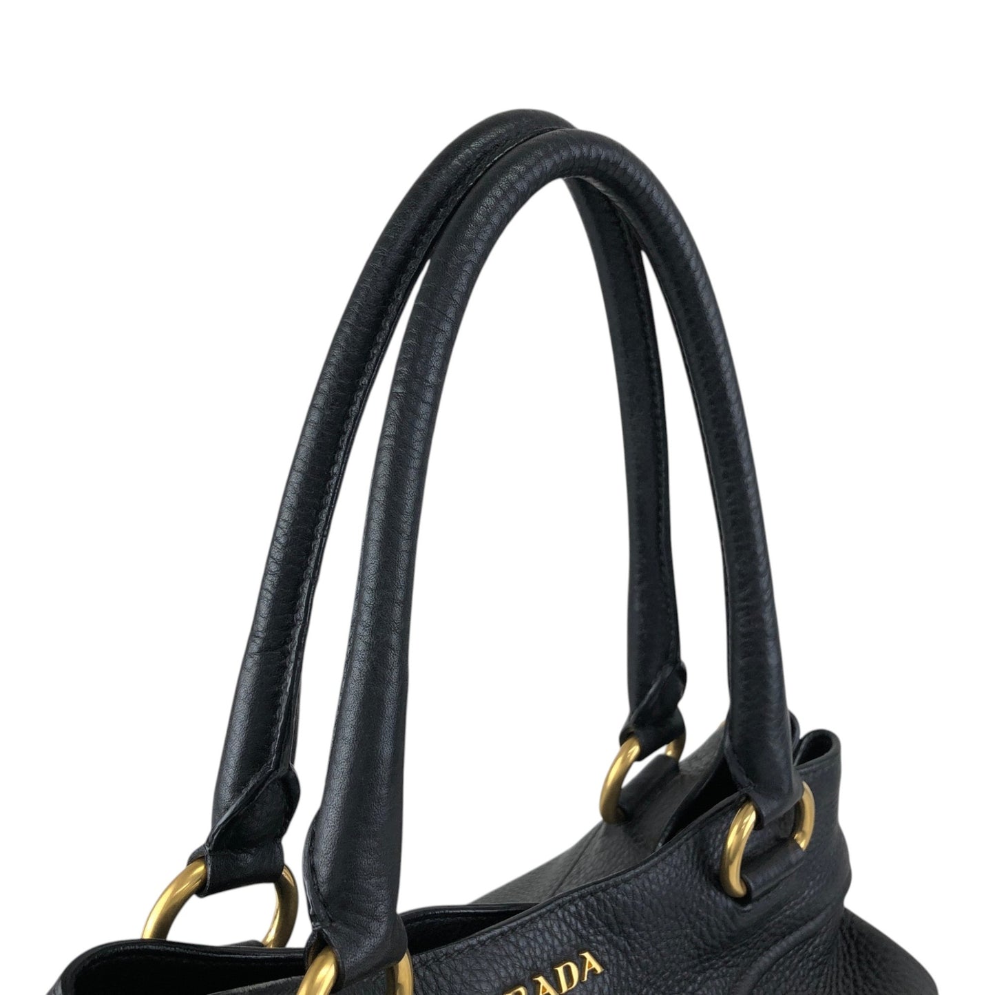 PRADA Logo Two-way Handbag Shoulder bag Black Vintage g864hh