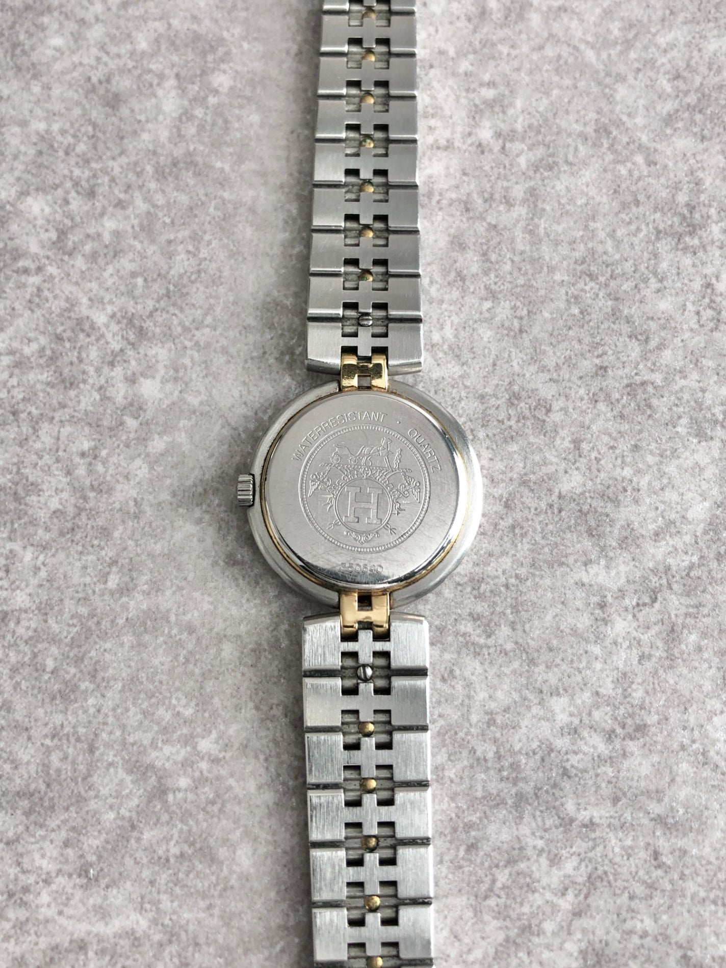 HERMES Quartz Watch Silver×Gold Vintage psz3jv