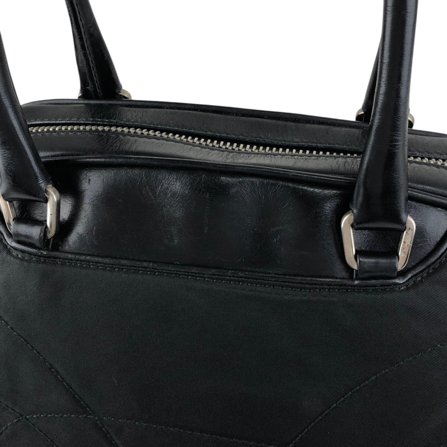 PRADA Triangle Logo Handbag Boston bag Black Vintage mh4xag