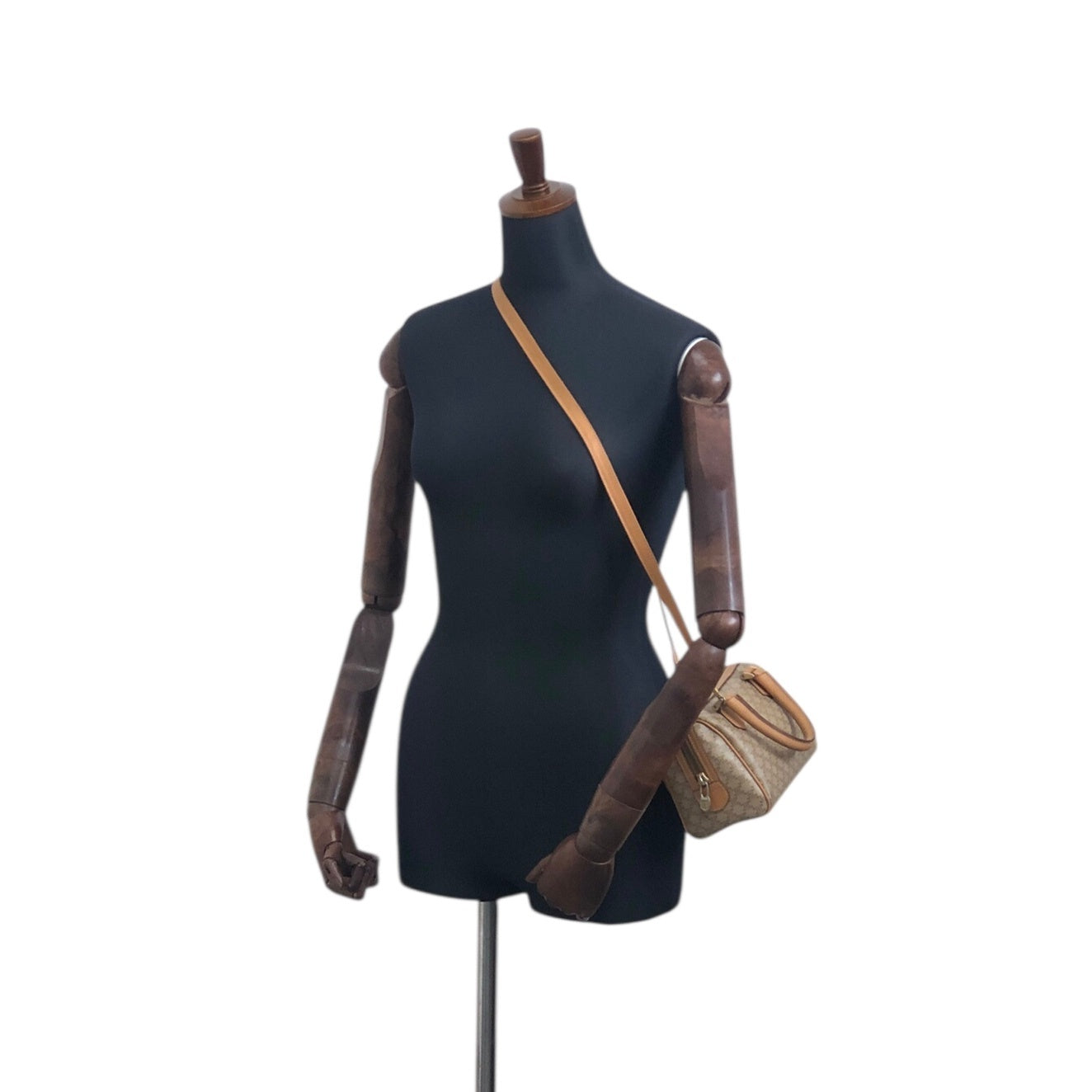 CELINE Macadam Two-way Small Handbag Shoulder bag Beige Vintage v4cuzg