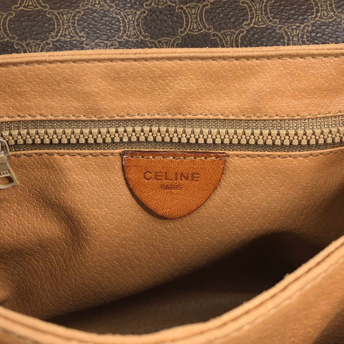 CELINE Macadam Blason Shoulder bag Brown Vintage z55y7s