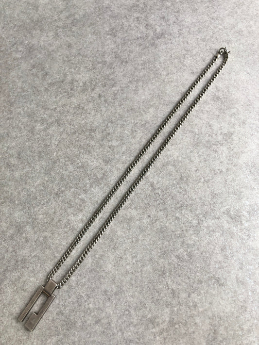 GUCCI Logo Motif Necklace Silver Vintage h2i3y7