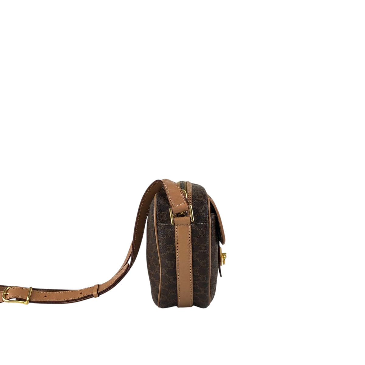CELINE Macadam Gancini Shoulder bag Brown Vintage ymrfek