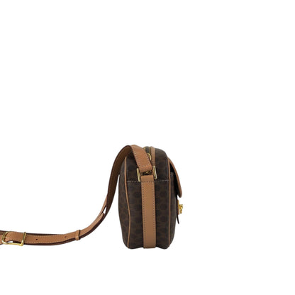 CELINE Macadam Gancini Shoulder bag Brown Vintage ymrfek