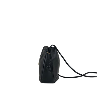Christian Dior CD Logo Drawstring Shoulder bag Black Vintage 3cpukr