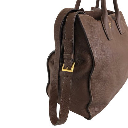 PRADA Triangle Logo Two-way Handbag Shoulder bag Brown Vintage eh2tjx