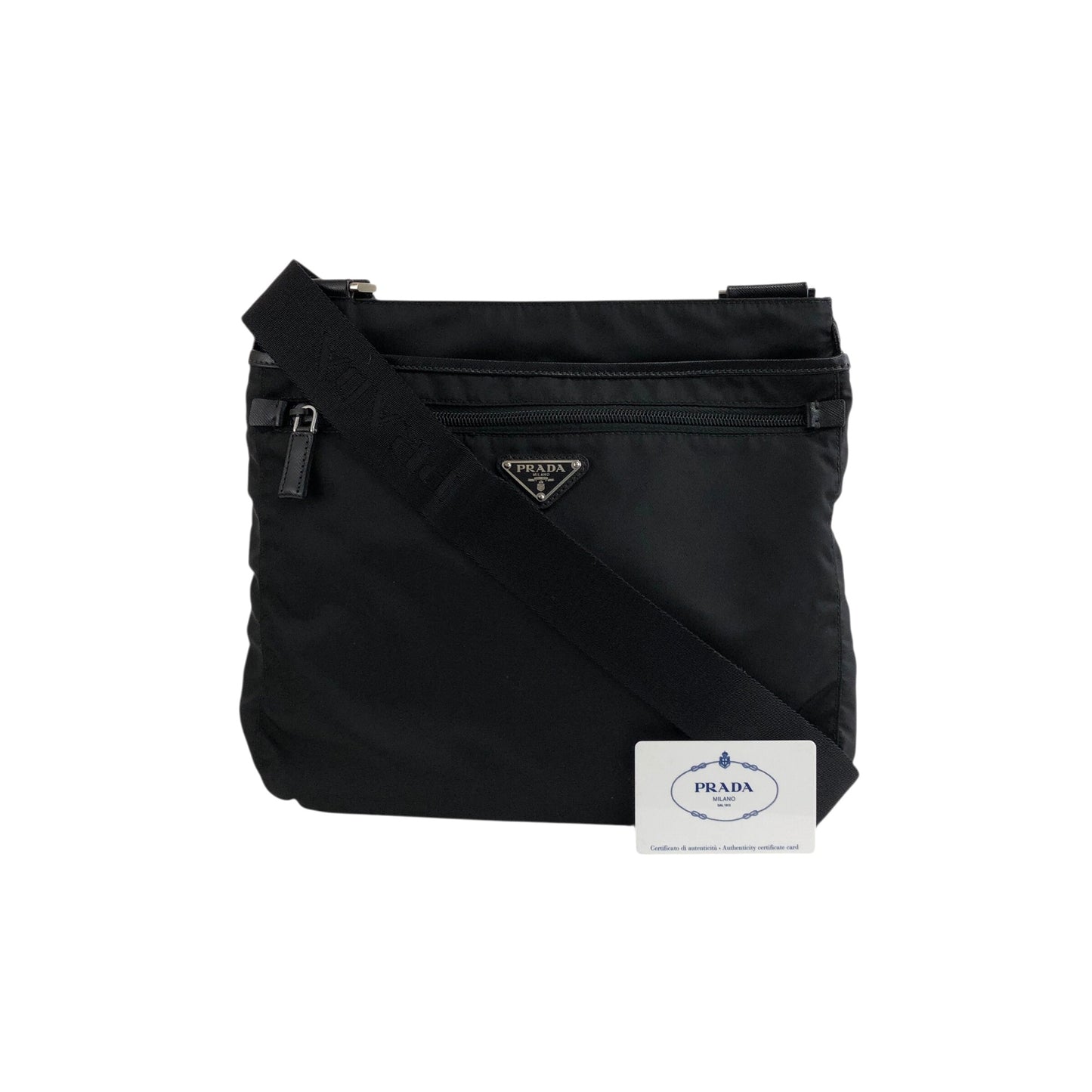 PRADA Tessuto Triangle logo Shoulder bag Black Vintage 4i8cr5