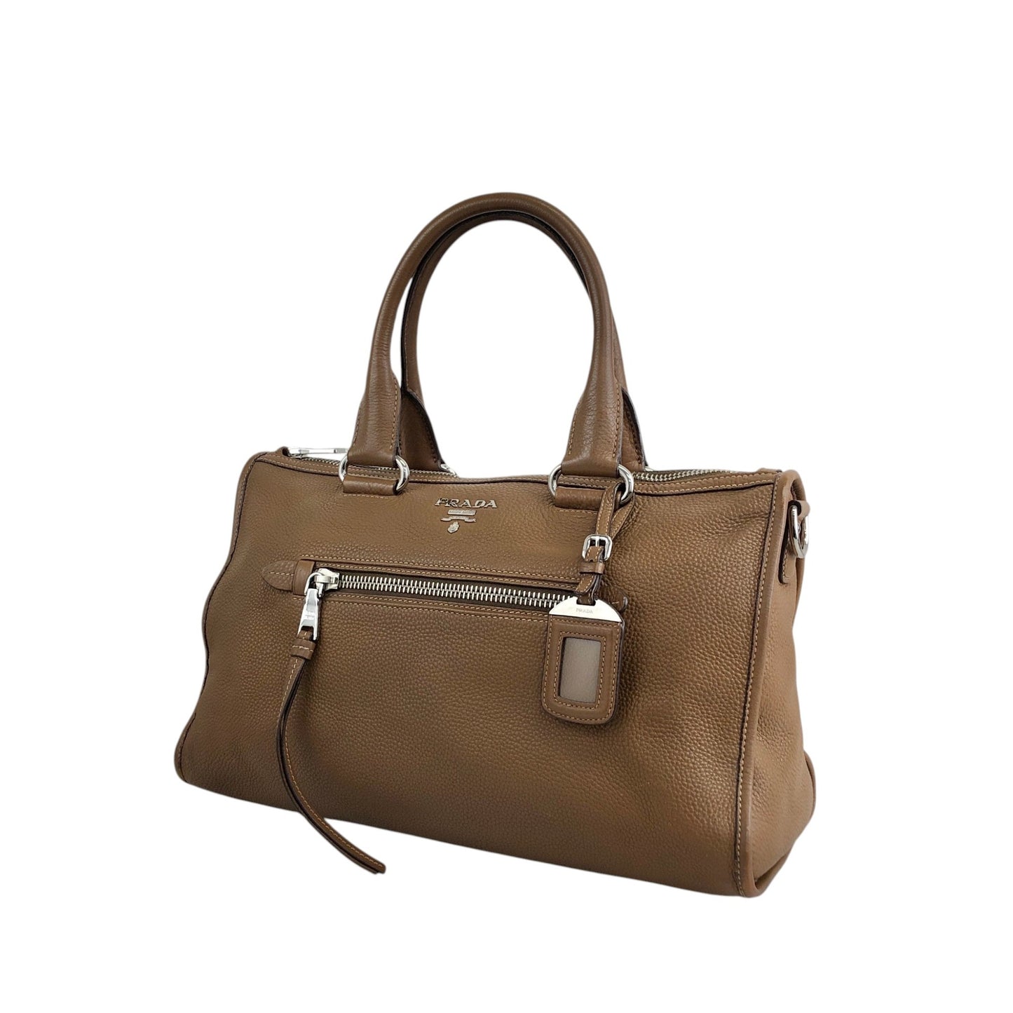 PRADA VITELLO PHENIX Two-way Handbag Shoulder bag Brown BL0805 Vintage 2rpjby