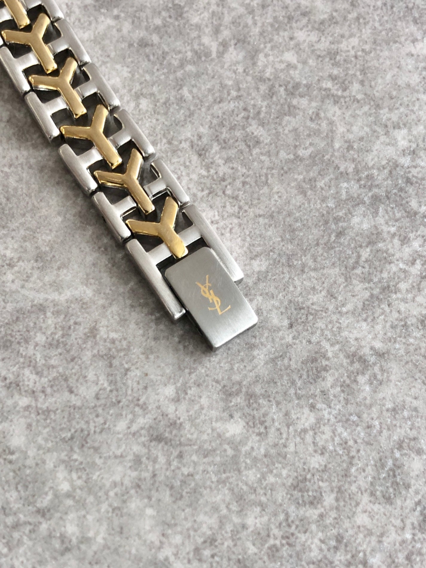 Yves Saint Laurent YSL Logo Quartz Watch Silver×Gold 2200-226313