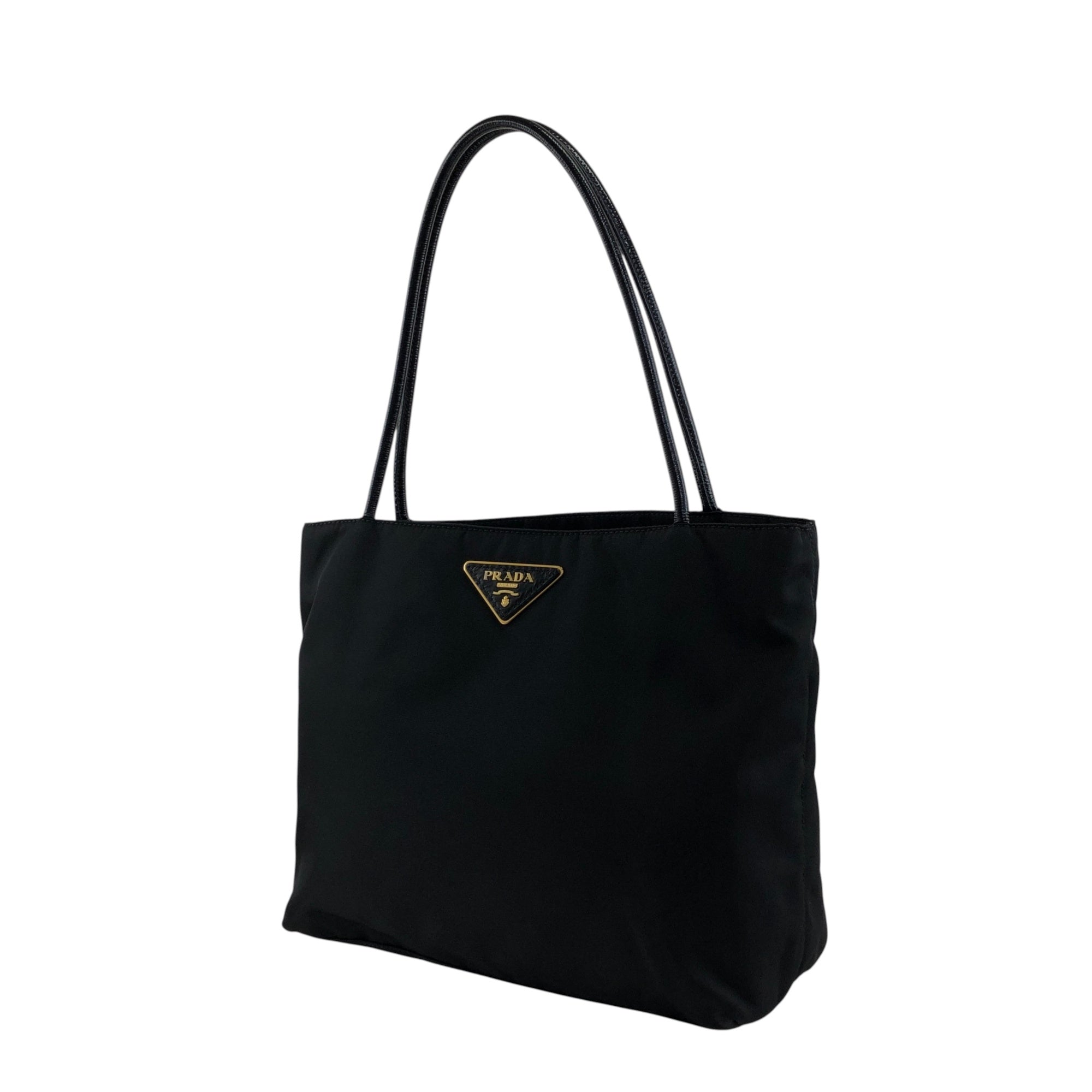 PRADA Tessuto Triangle Logo Handbag Totebag Black Vintage wn5b6d