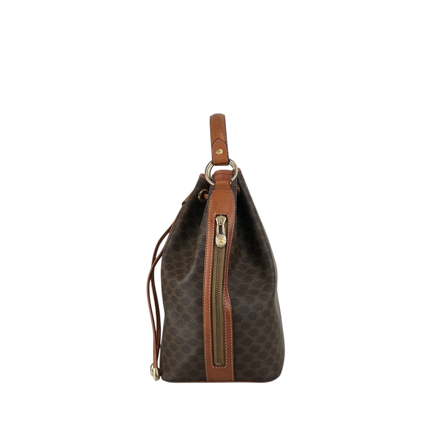 CELINE Macadam Two-way Drawstring Handbag Shoulder bag Brown Vintage ifb2i4