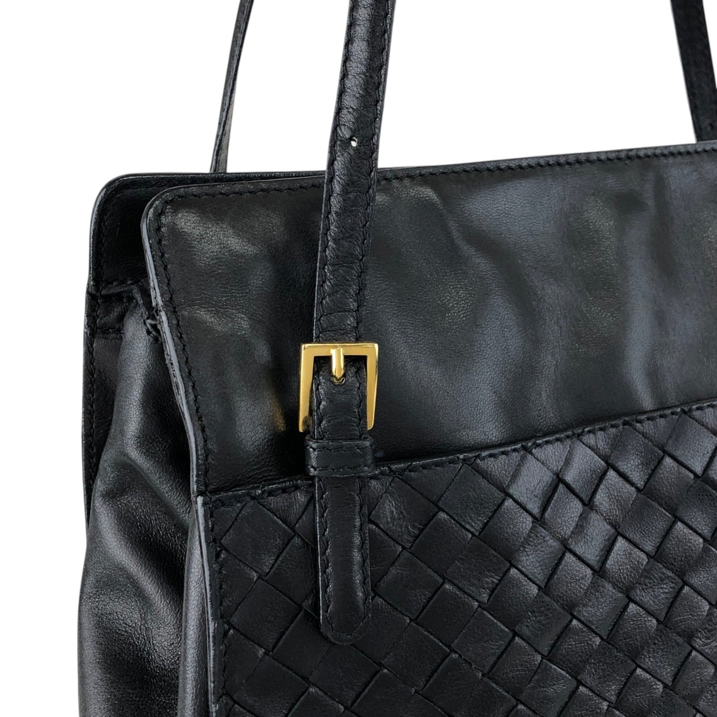 Bottega Veneta Intrecciato Handbag Shoulder bag Black Vintage egp857