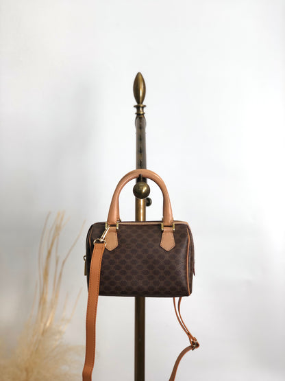 CELINE Macadam Two-way Handbag Shoulder bag Brown Vintage jjjan3