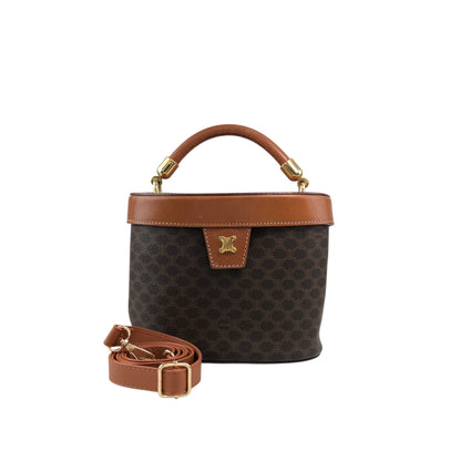 CELINE Macadam Blason Two-way Handbag Shoulder bag Brown Vintage crpdut