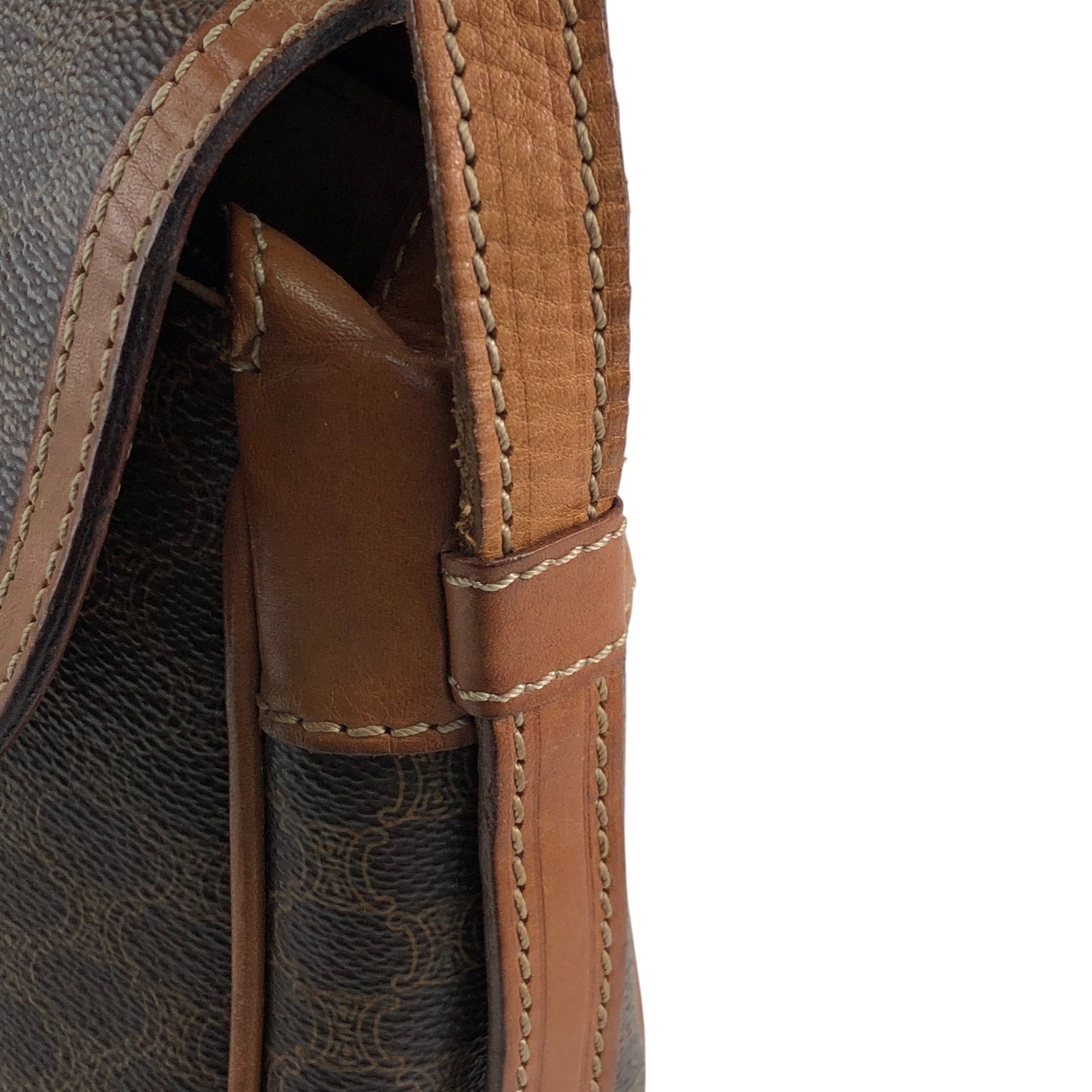 CELINE Macadam Horse Bit Shoulder bag Brown Vintage ydcmjg