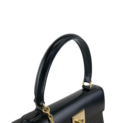 CELINE Gancini Two-way Handbag Shoulder bag Black Vintage r5552p