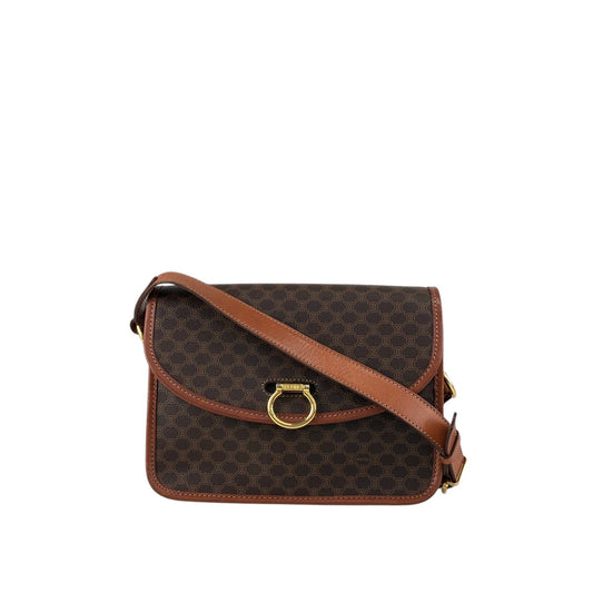 CELINE Macadam Gancini Shoulder bag Brown Vintage dkdrvy