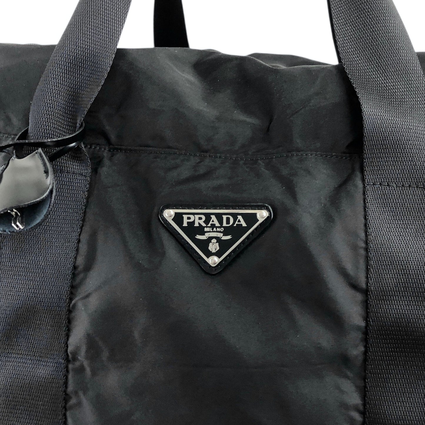 PRADA Tessuto Triangle Logo Boston bag Black Vintage ukxscf