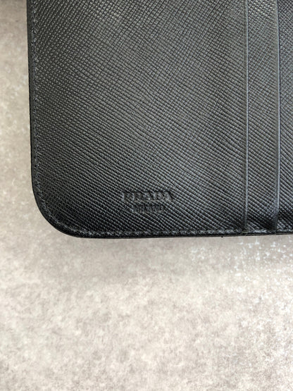 PRADA Triangle Logo Folded Wallet Black Vintage pjch8z