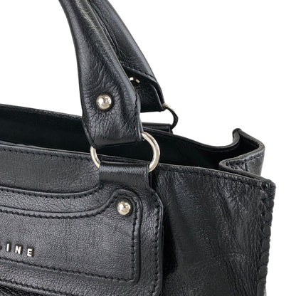 CELINE Logo Handbag Black Vintage p2zgdh
