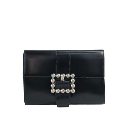 CELINE Starball Leather Clutch bag Black Vintage wcds3e