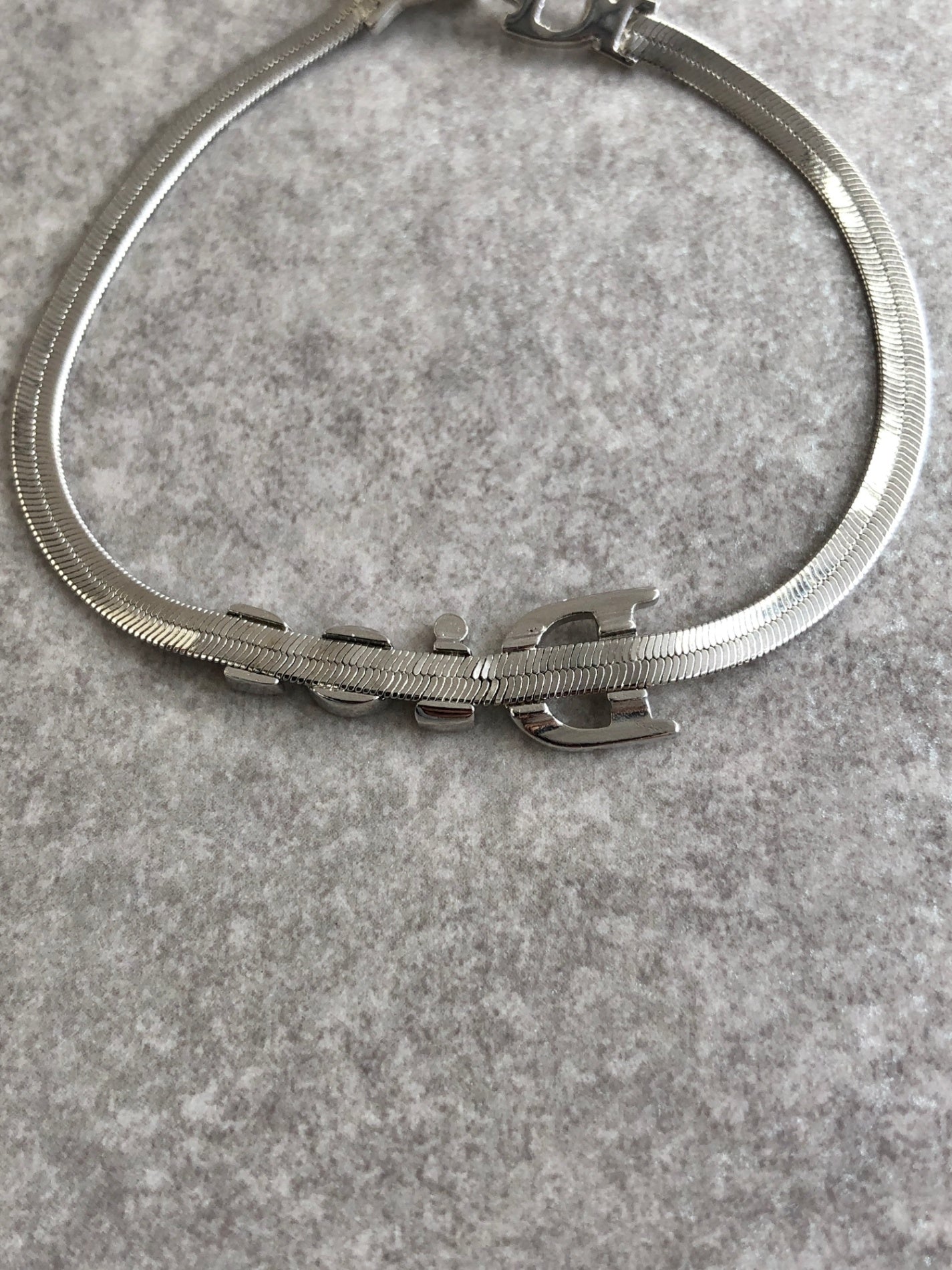 Christian Dior Logo Motif Bracelet Silver Vintage fim3z7