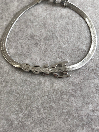 Christian Dior Logo Motif Bracelet Silver Vintage fim3z7