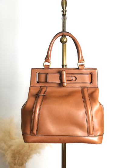 LOEWE Turn Lock Handbag Brown Vintage u4bec7