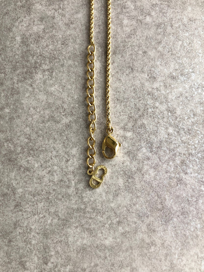 Christian Dior CD Logo Rhinestone Necklace Gold Vintage gfuupy