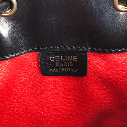 CELINE Gancini Drawstring Shoulder bag Black Vintage wya62f