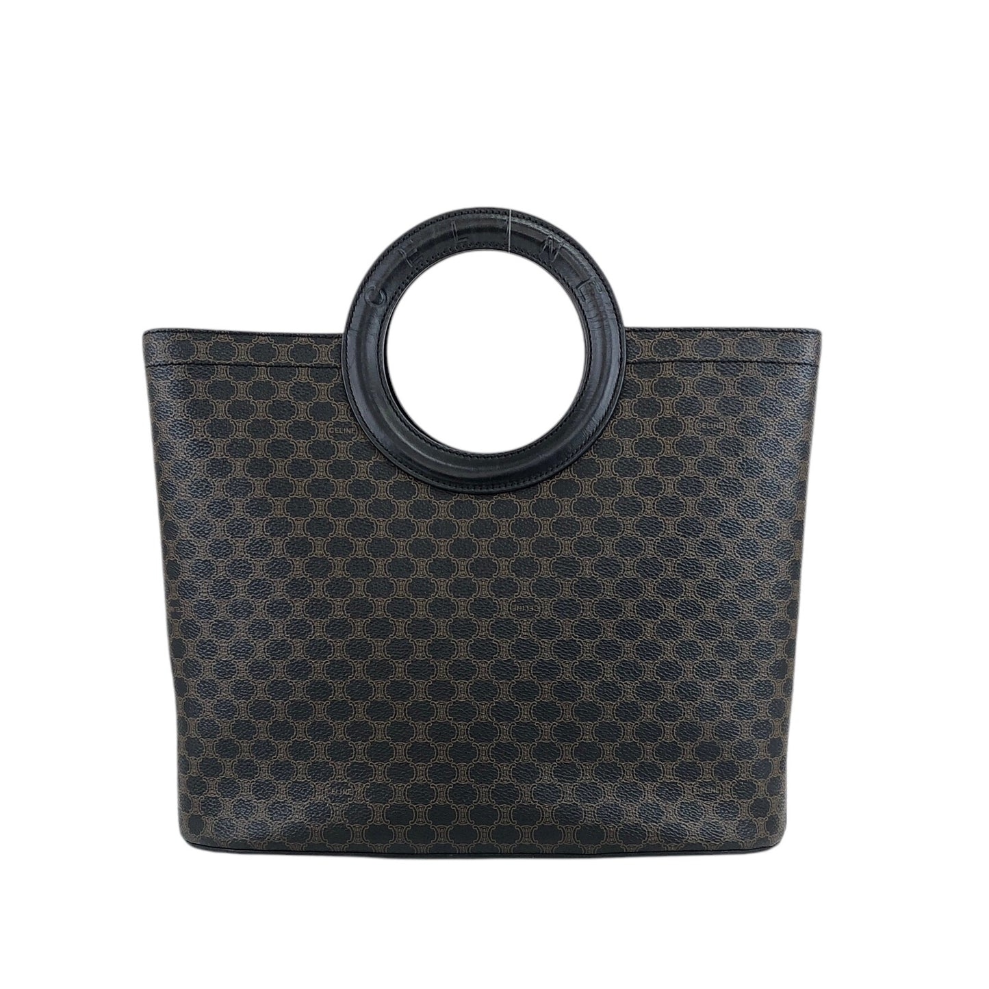 CELINE Macadam Round Handle Handbag Black Vintage dx7xai