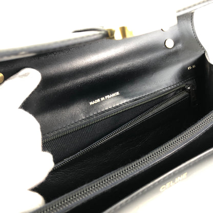 CELINE Horse Bit Top Handle Handbag Black Vintage 68wnsk