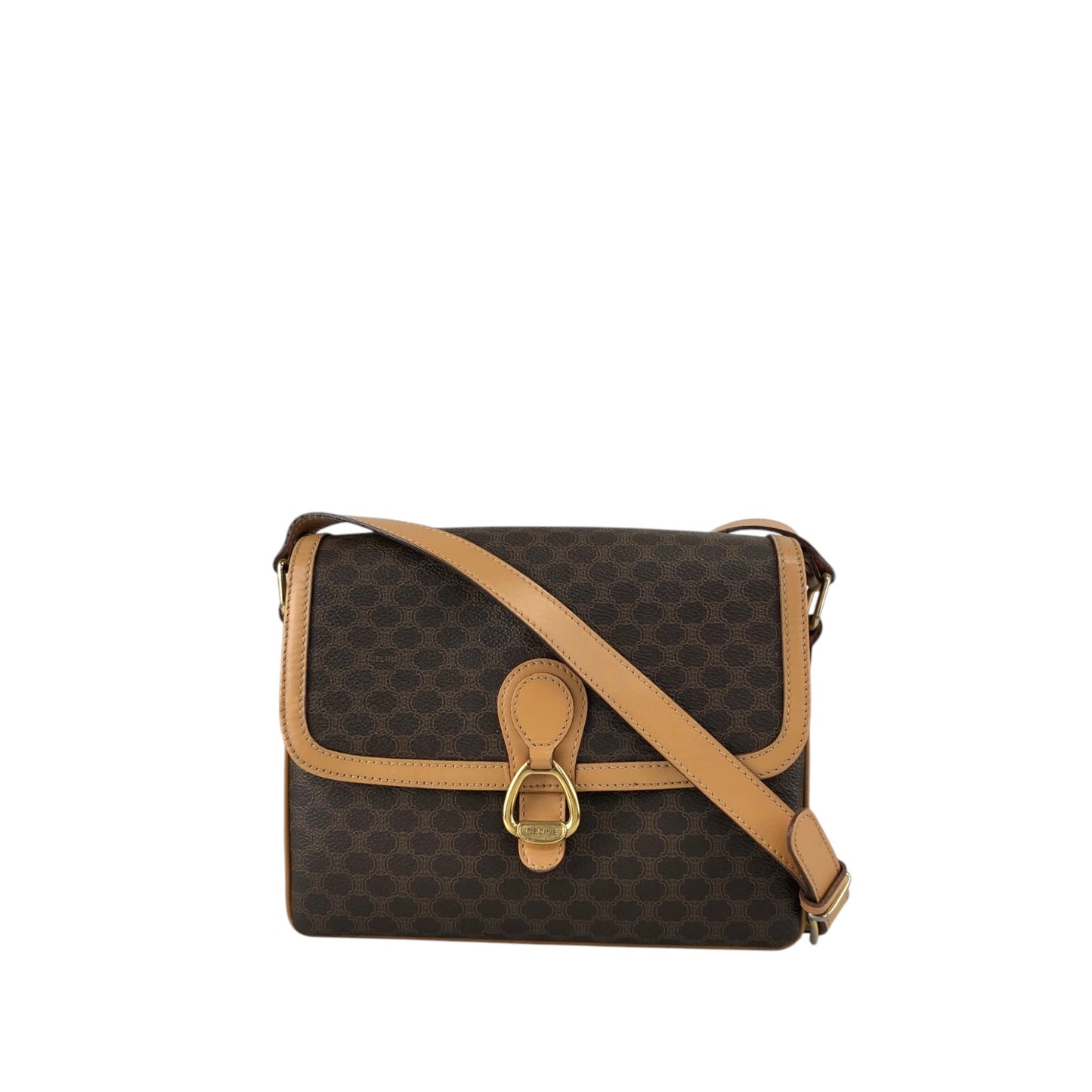 CELINE Macadam Horse Bit Shoulder bag Brown Vintage jdj37k