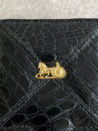 CELINE Horse Carriage Coin Purse Black Vintage xtzphh