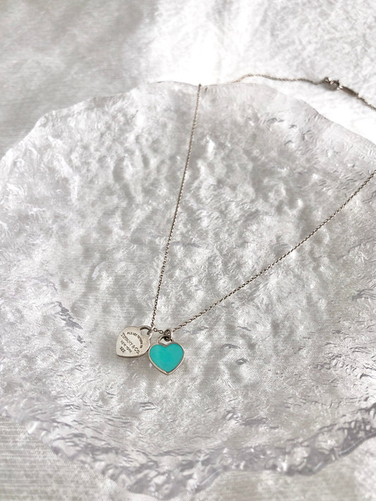 Tiffany & Co. Logo Double Heart SILVER925 Necklace Silver Vintage 5g7hxe