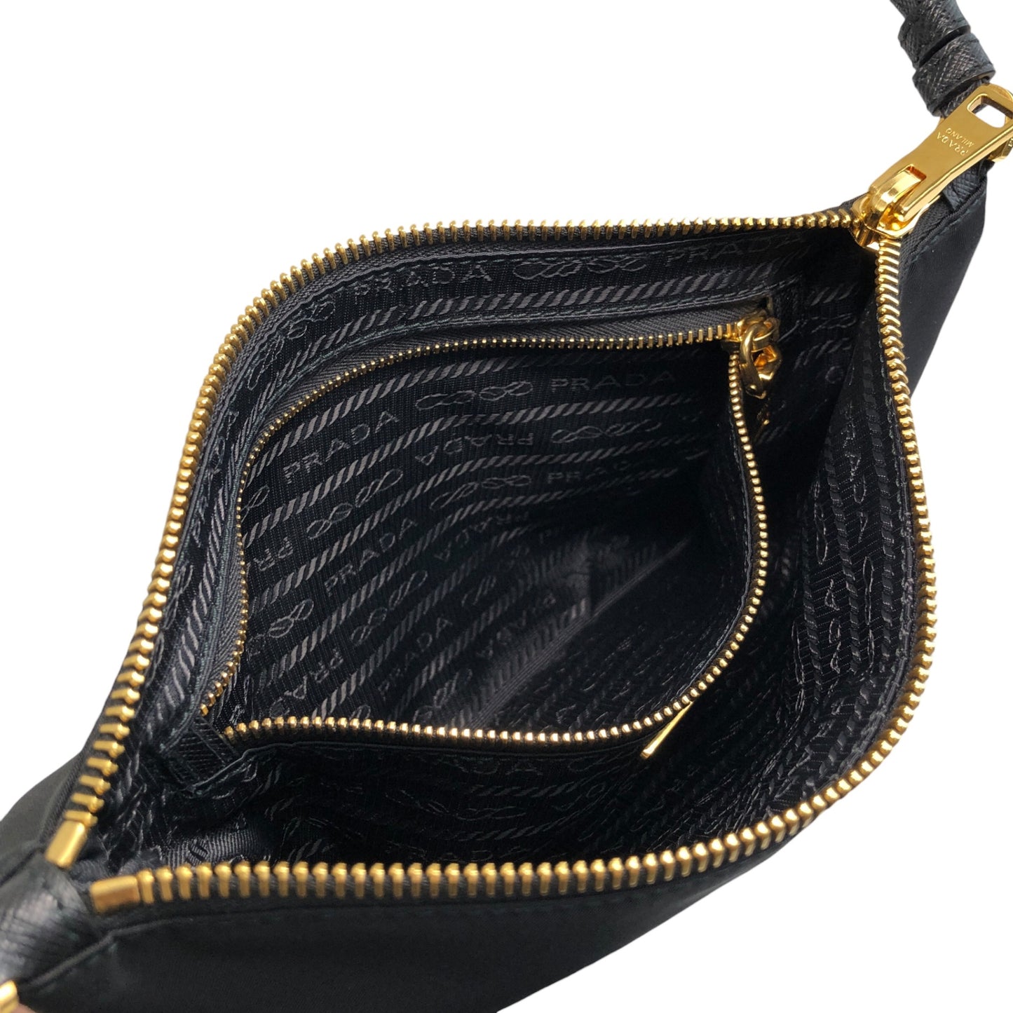 PRADA Logo Shoulder bag Black Vintage w5h4j5
