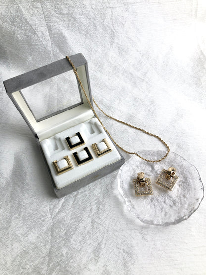 Christian Dior Rhinestone Necklace Earrings Gold Vintage kzzjhg