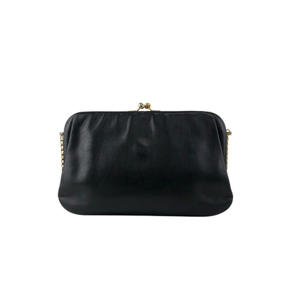 CELINE Blason Metal Clasp Chain Shoulder bag Black Vintage 5isej6