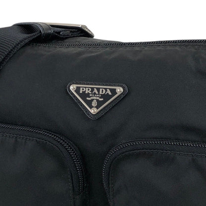 PRADA Triangle Logo Double Pocket Shoulder bag Black BT0500 Vintage rz5abz