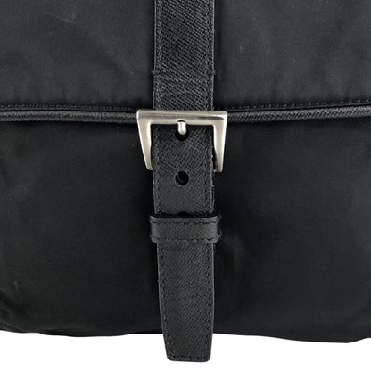 PRADA Triangle Logo Front Buckle Shoulder bag Black Vintage n23xhp