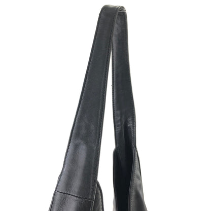 PRADA Logo Motif Embossed Leather Shoulder bag Hobobag Black Vintage b8kas6