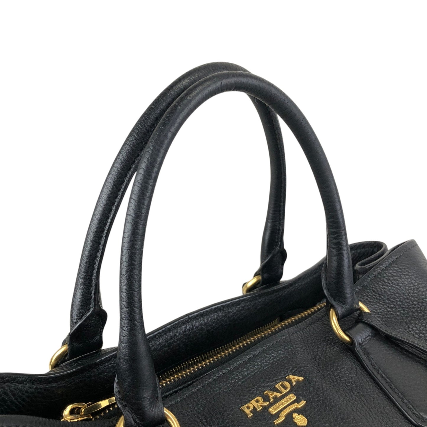 PRADA Logo Two-way Handbag Shoulder bag Black Vintage 7kpf4k