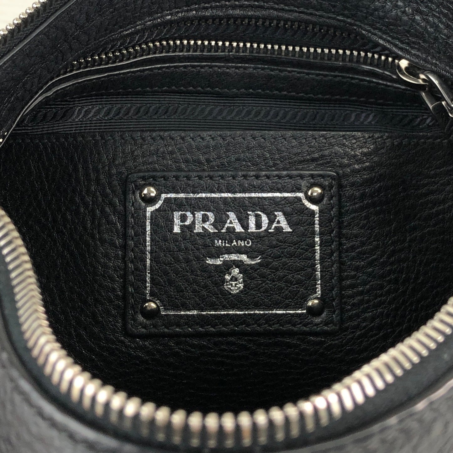 PRADA Logo Shoulder bag Black Vintage j4hmuw