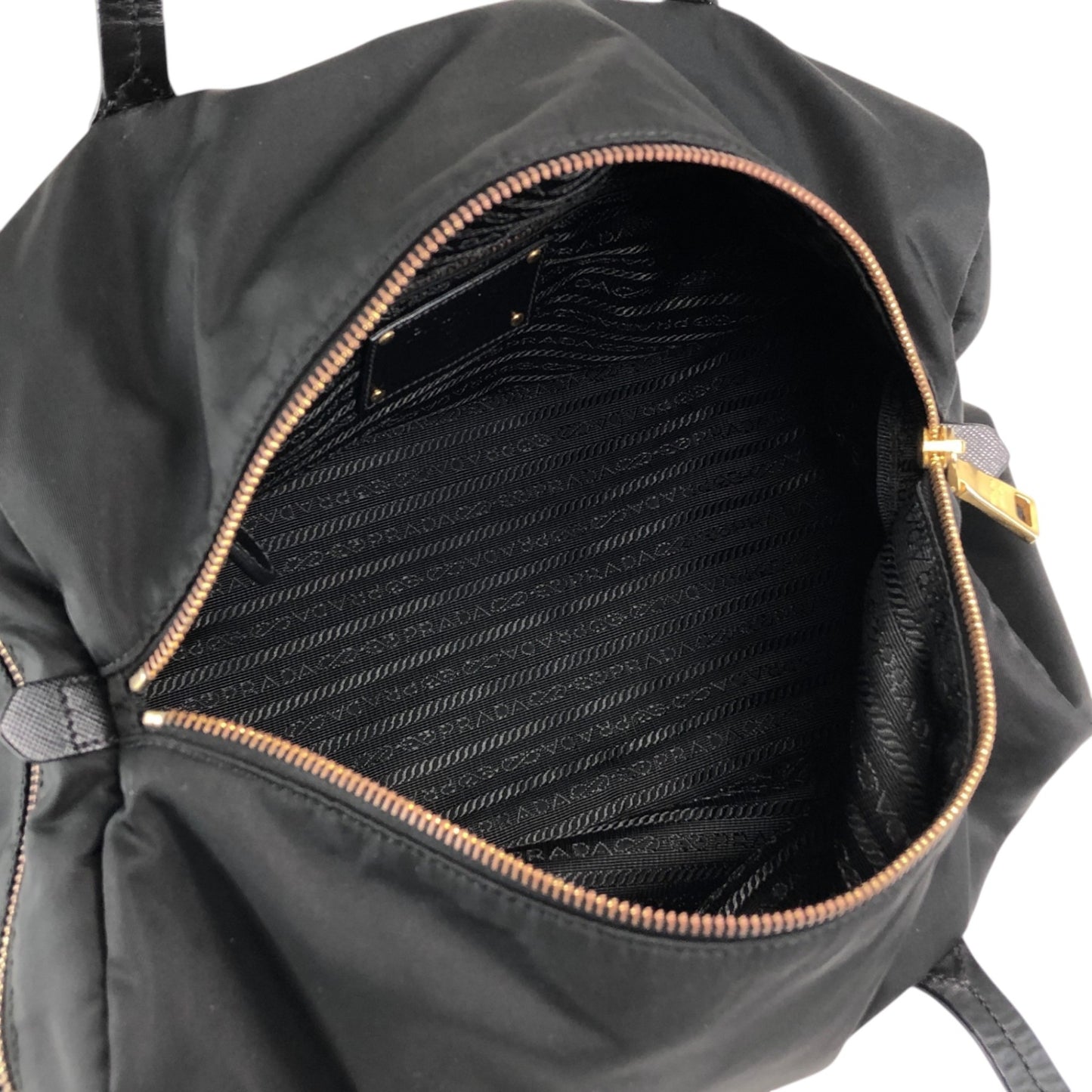 PRADA Logo Small Boston bag Handbag Black Vintage 754ve8