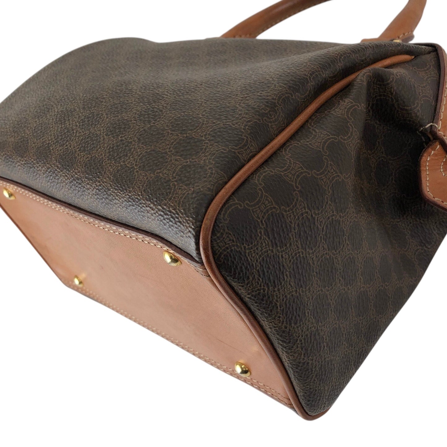 CELINE Macadam Two-way Small Boston bag Shoulder bag Brown Vintage 2dn4ih